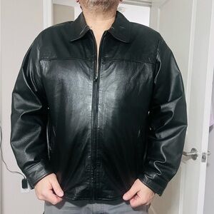 NWOT Unisex Black Leather Jacket Fully lined